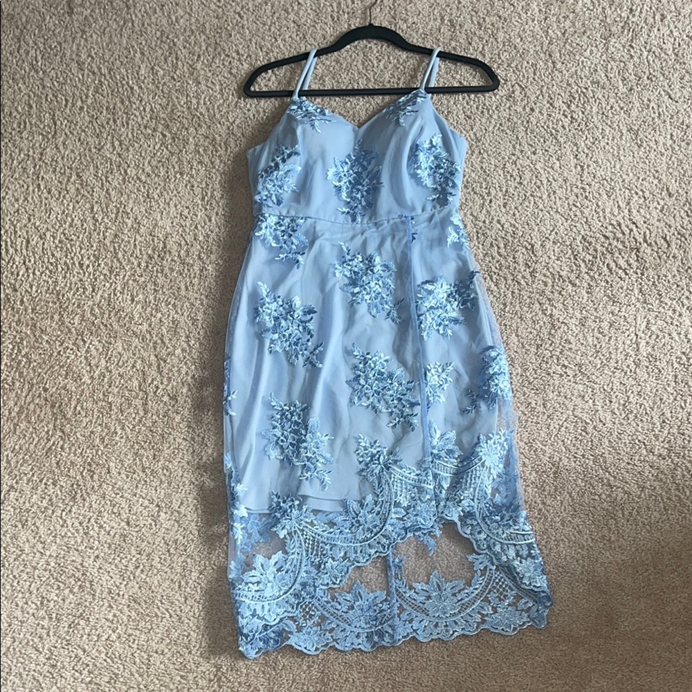 Guess Blue Sheath Midi Dress with Spaghetti Straps